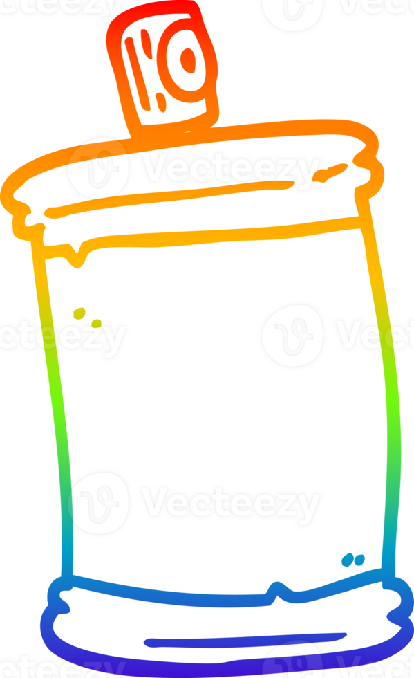rainbow gradient line drawing of a cartoon spray can png