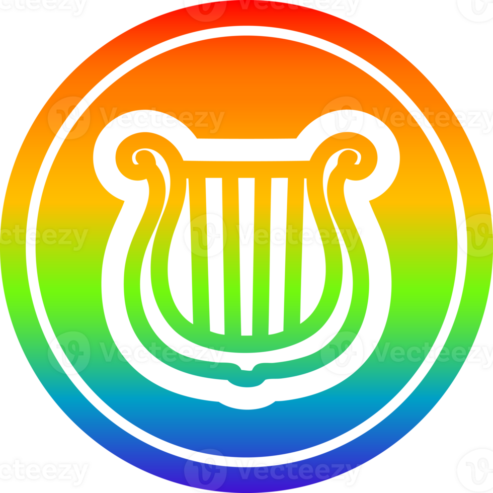 musicale strumento arpa circolare icona con arcobaleno pendenza finire png