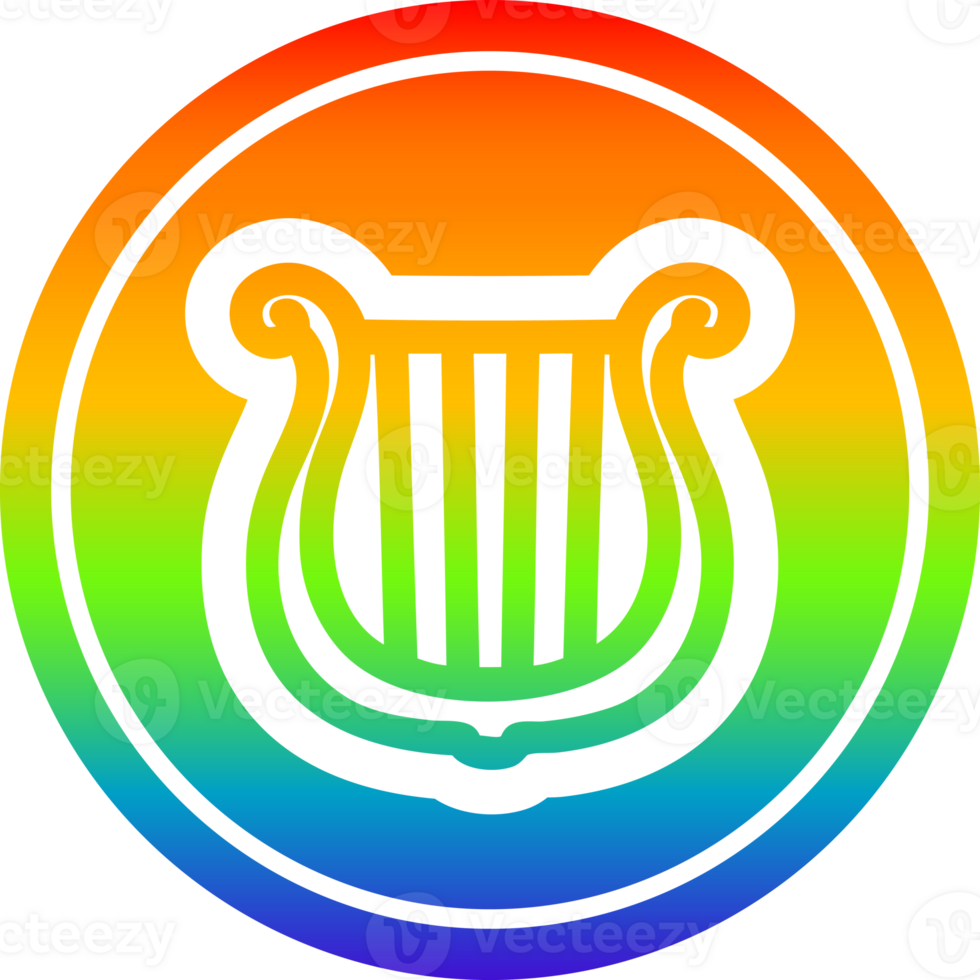 musical instrument harp circulaire icoon met regenboog helling af hebben png