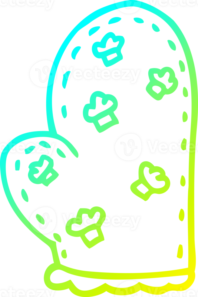 cold gradient line drawing of a cartoon oven glove png