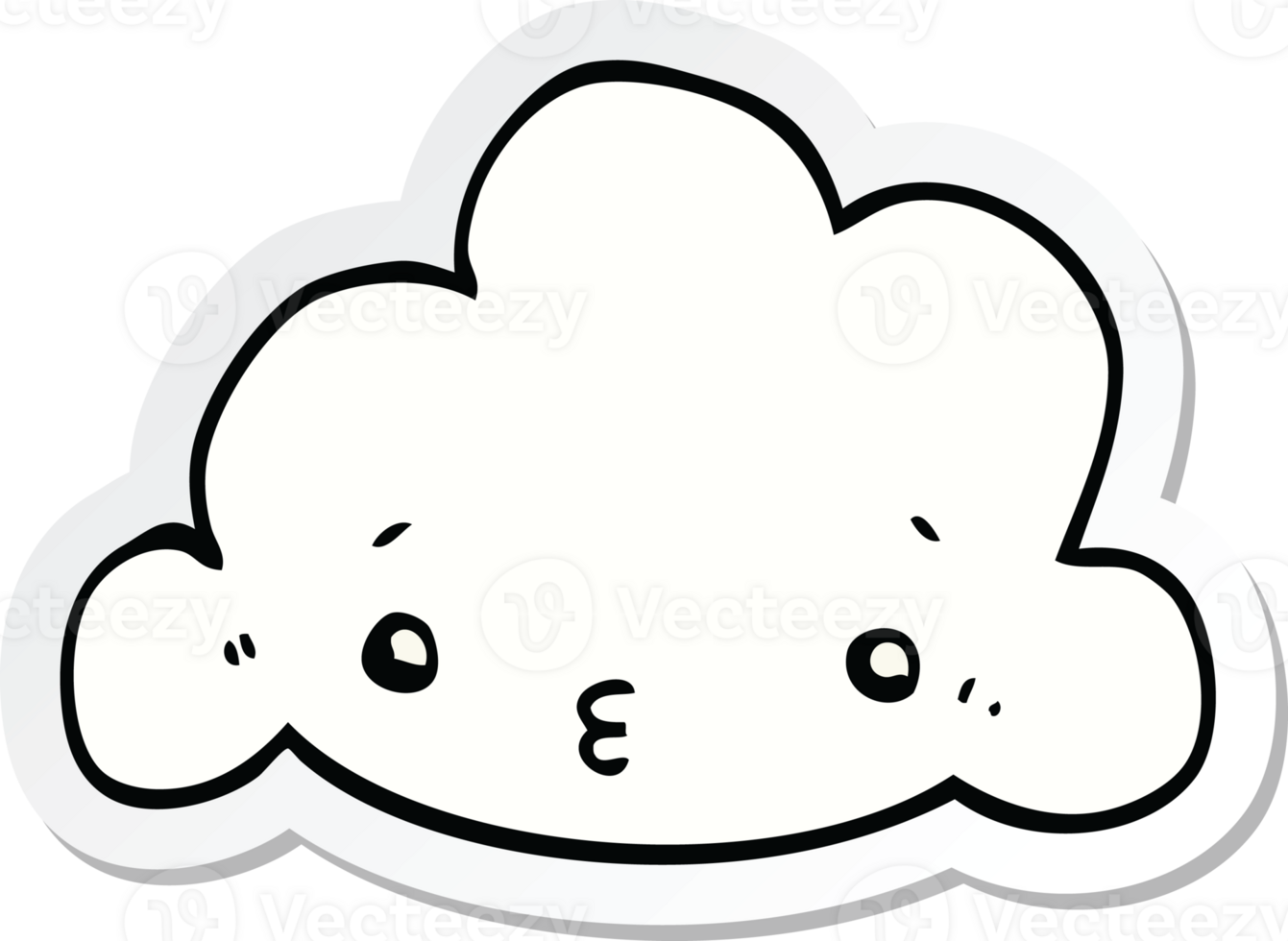 sticker of a cute cartoon cloud png