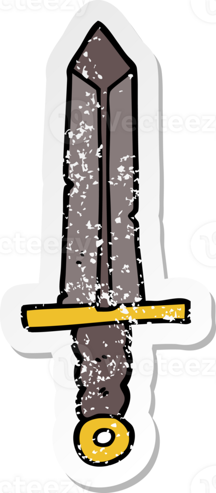 distressed sticker of a cartoon sword png