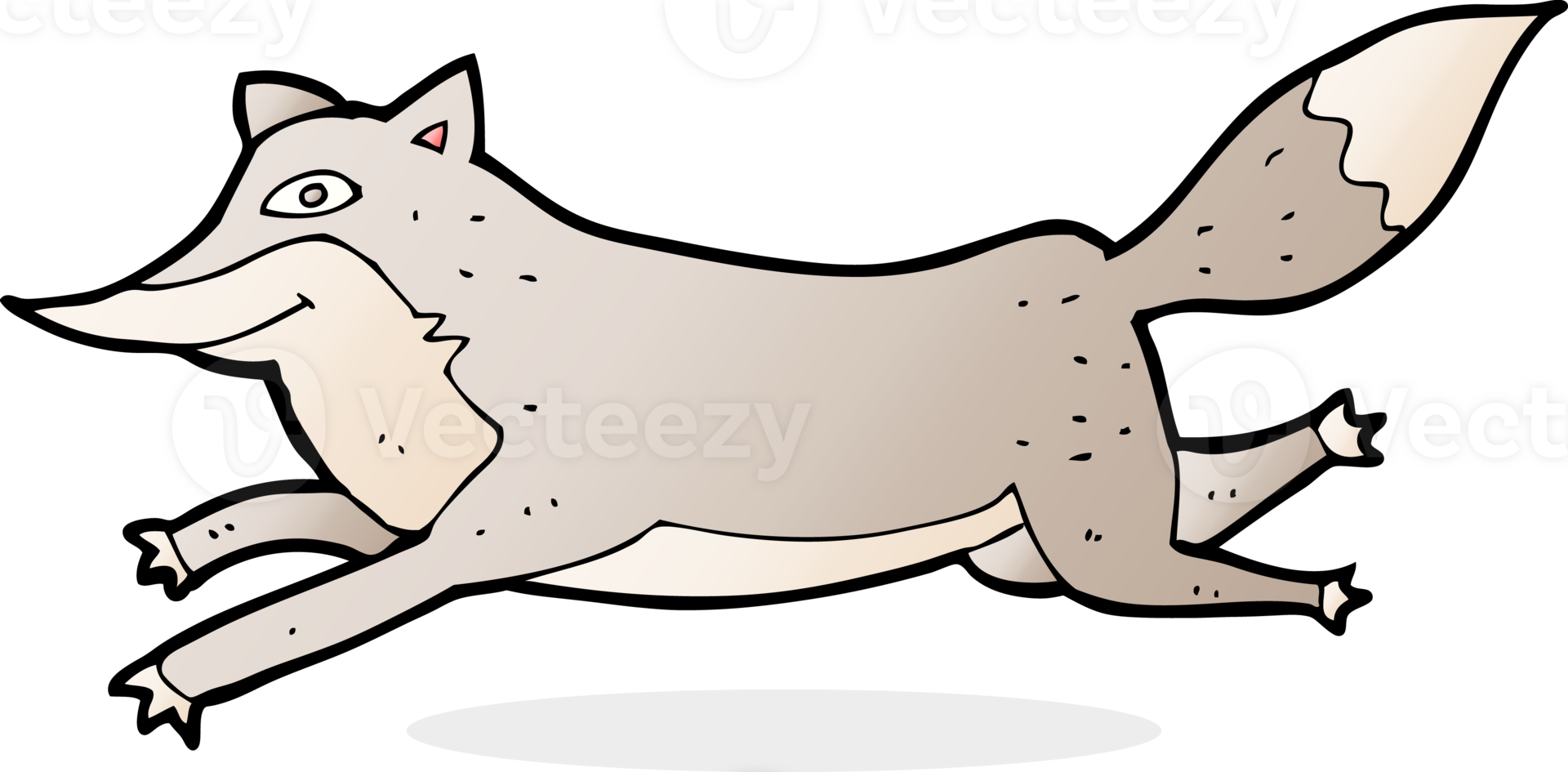 cartoon happy wolf running png