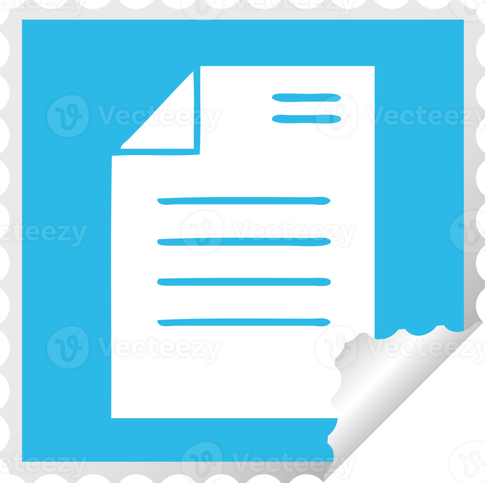 square peeling sticker cartoon of a sheet of paper png