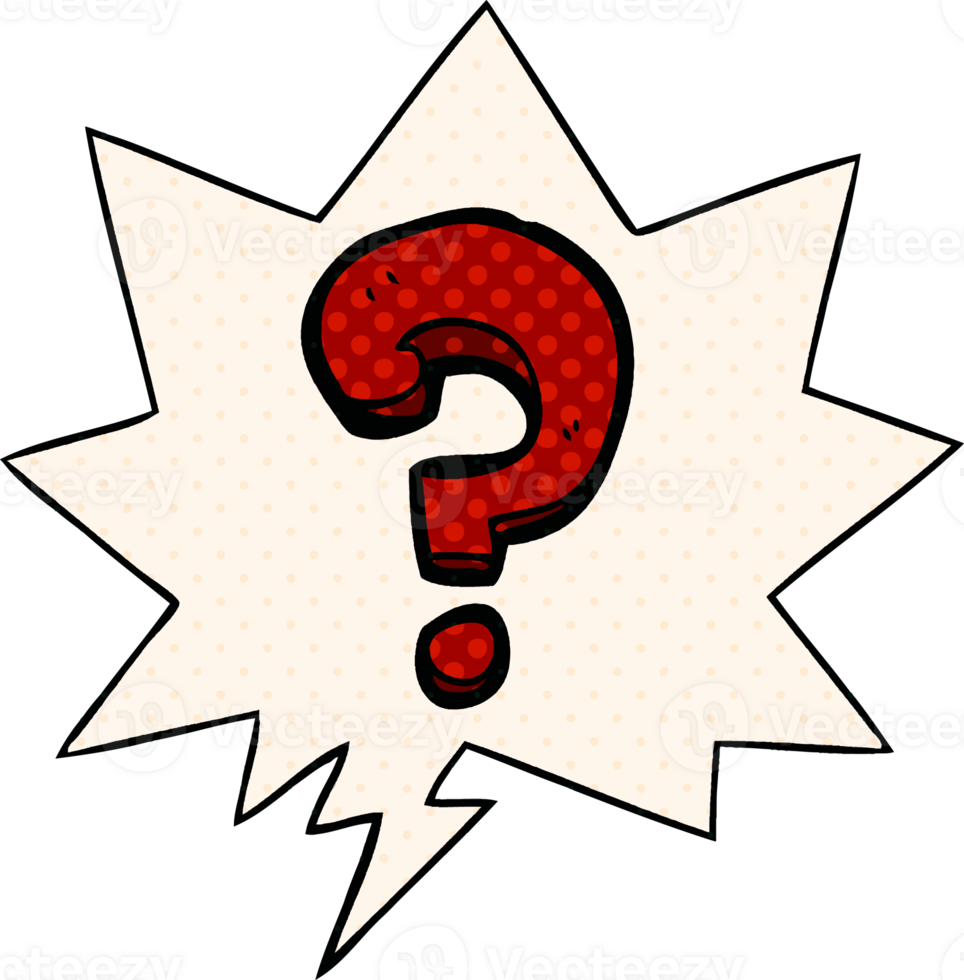 cartoon question mark with speech bubble in comic book style png