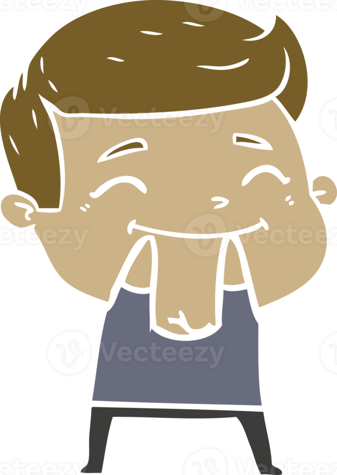 happy flat color style cartoon man png