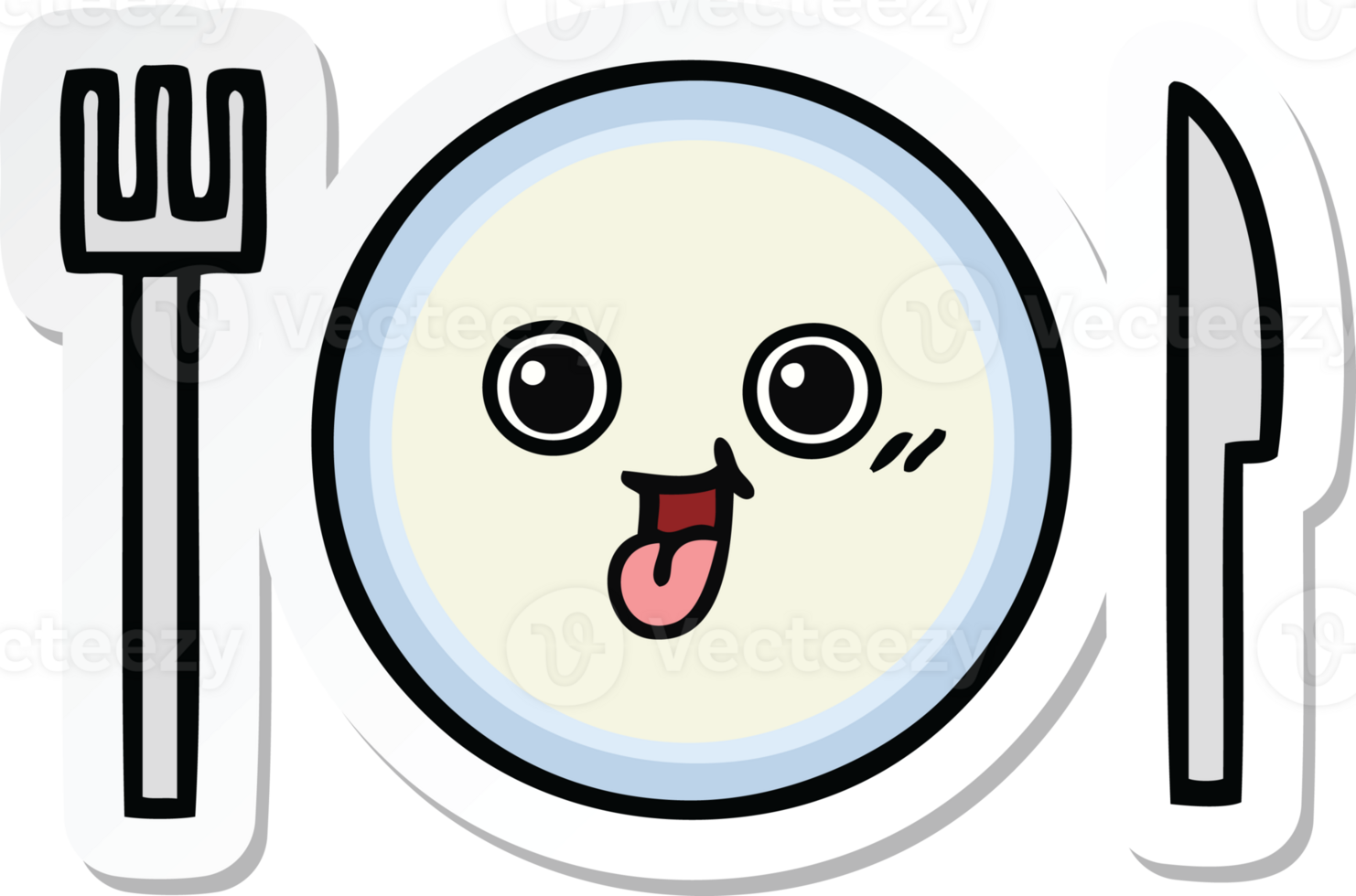 sticker of a cute cartoon dinner plate png