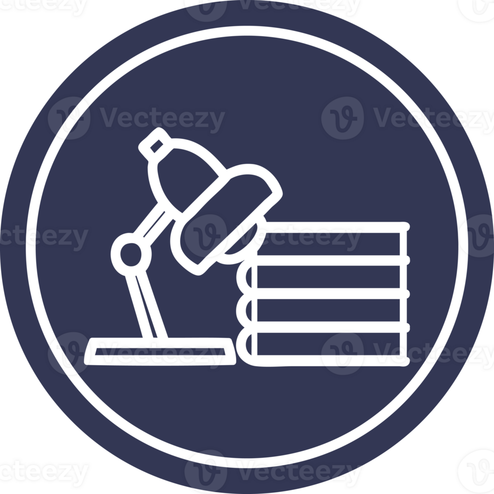 lamp and study books circular icon symbol png