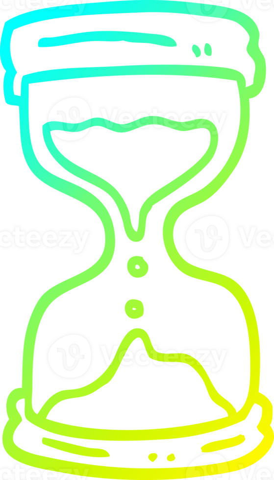cold gradient line drawing of a cartoon hourglass png