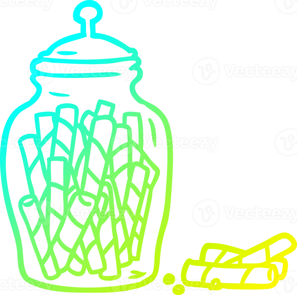 cold gradient line drawing of a traditional candy sticks in jar png