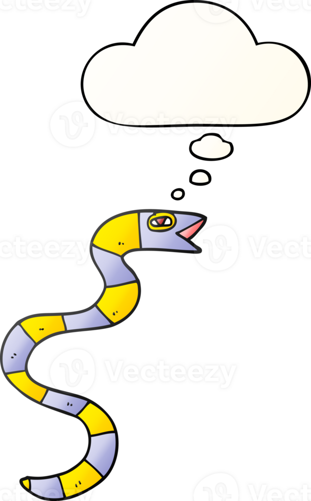cartoon snake with thought bubble in smooth gradient style png