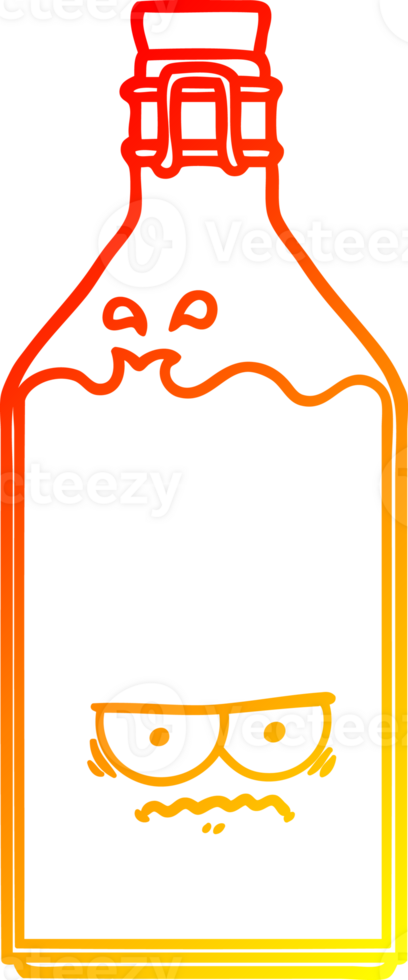 warm gradient line drawing of a cartoon old bottle png