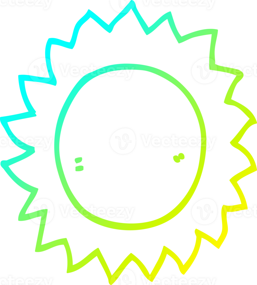 cold gradient line drawing of a cartoon sun png