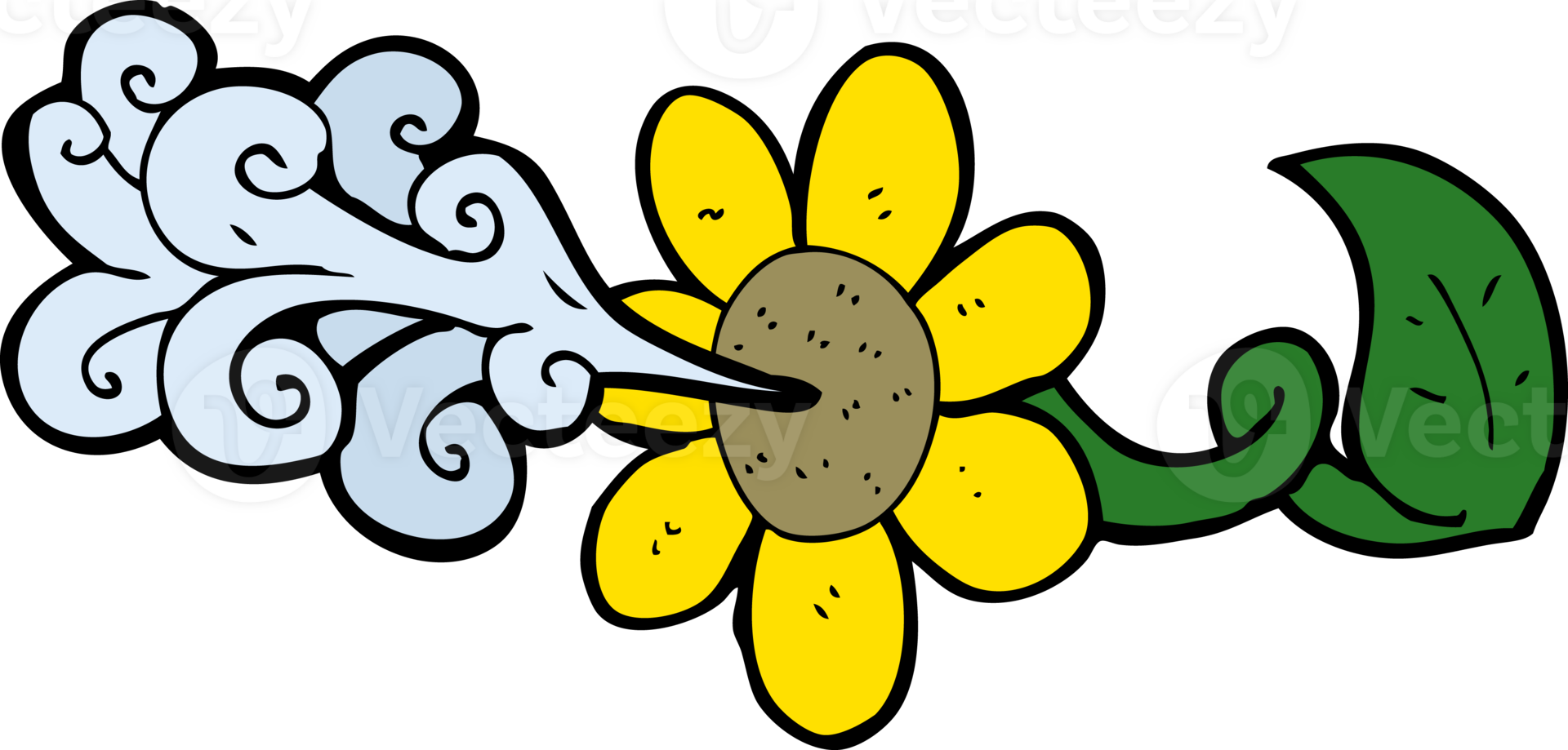 cartoon flower squirting water png