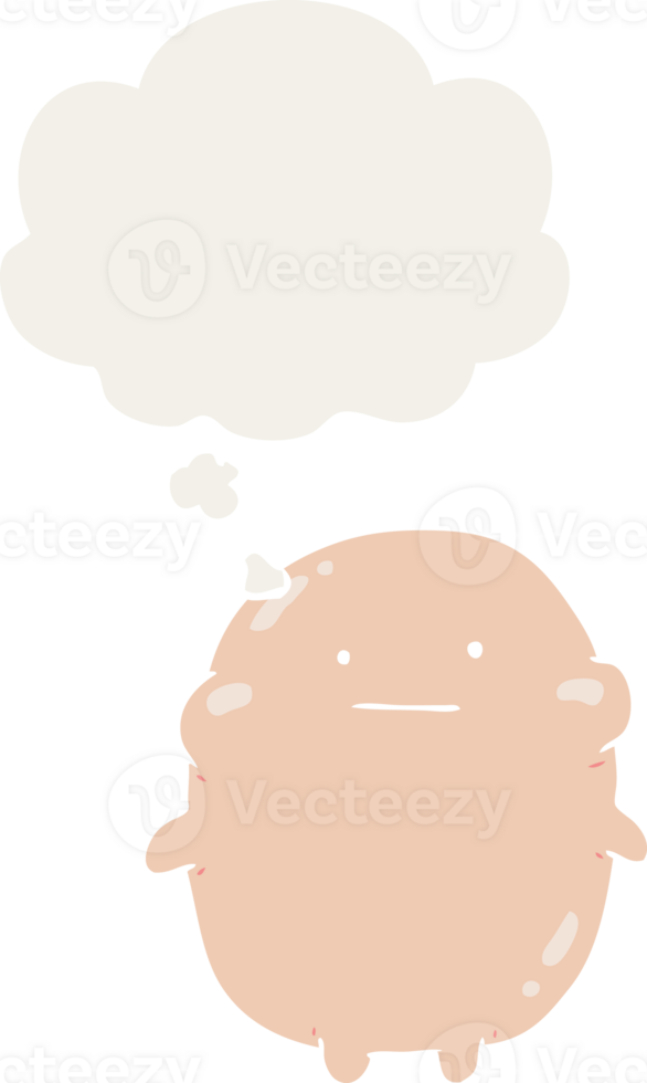 cartoon human with thought bubble in retro style png