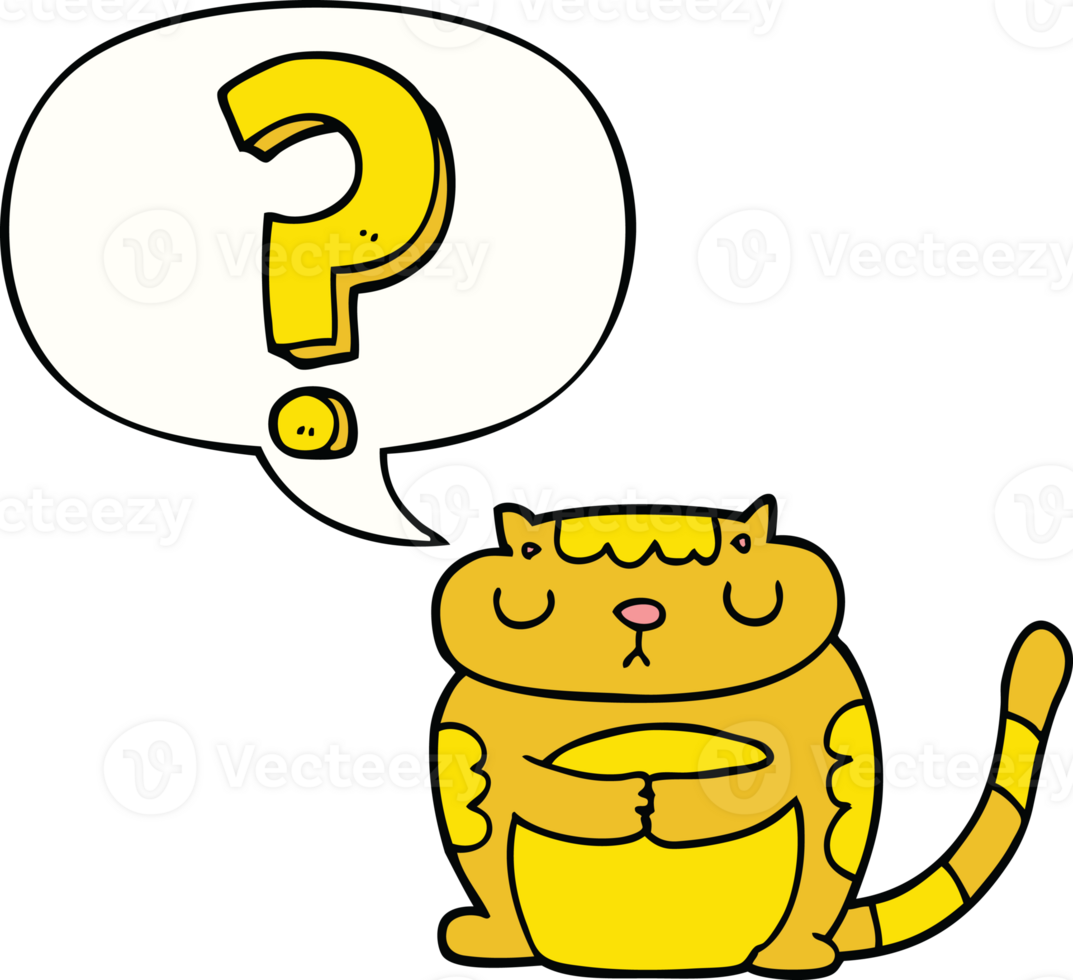 cartoon cat with question mark with speech bubble png