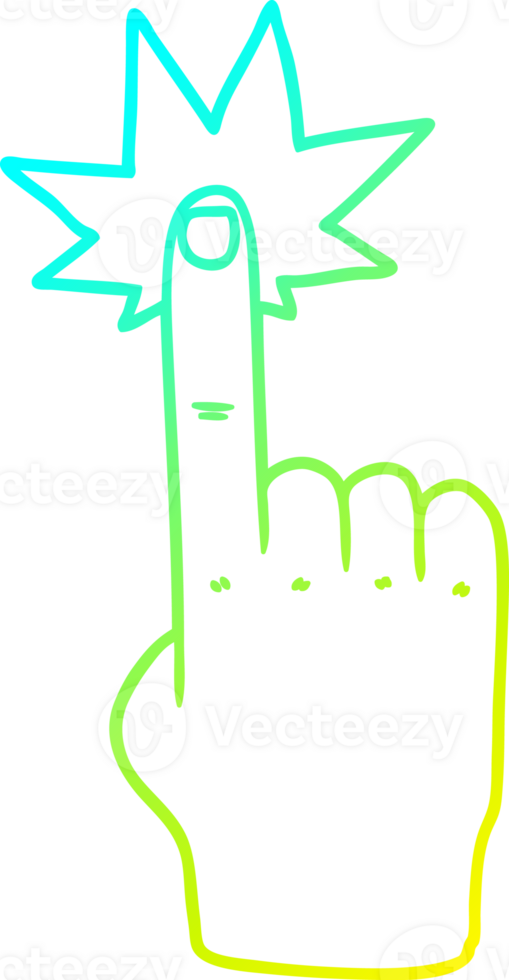cold gradient line drawing of a cartoon pointing hand png