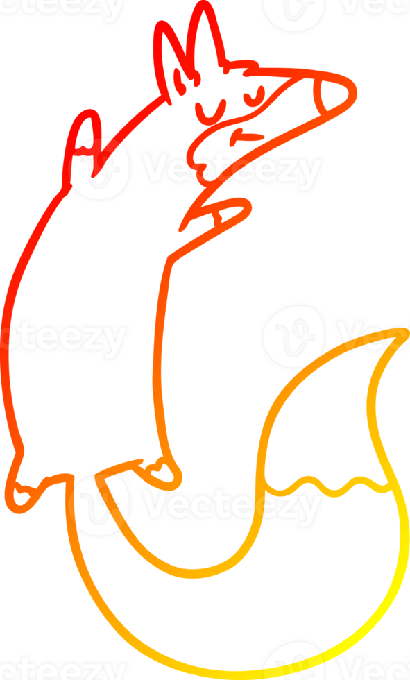 warm Gradient Linie Zeichnung von ein Karikatur Springen Fuchs png