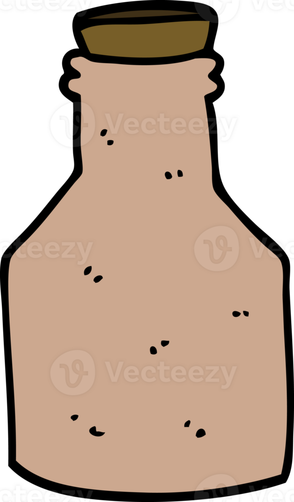 cartoon doodle old ceramic bottle with cork png