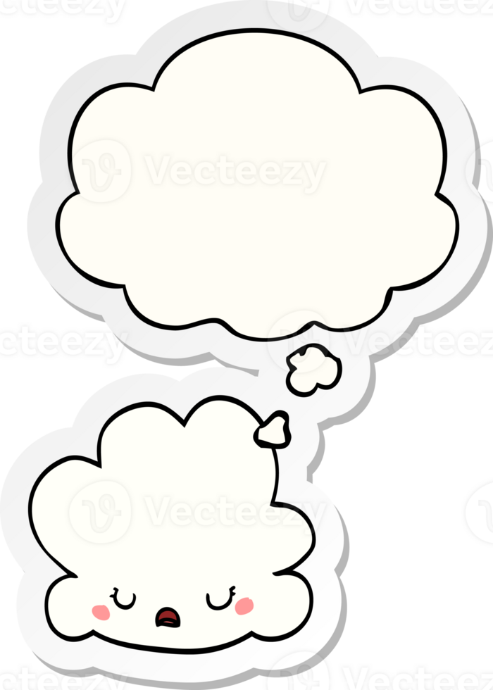 cute cartoon cloud and thought bubble as a printed sticker png