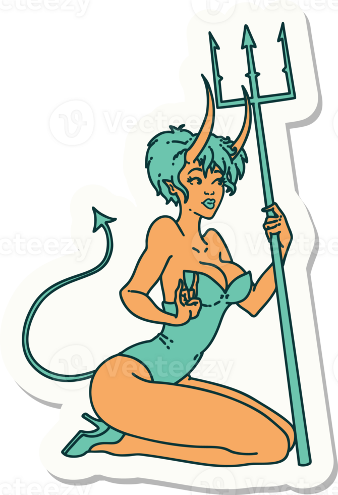 tattoo sticker of a pinup devil girl png