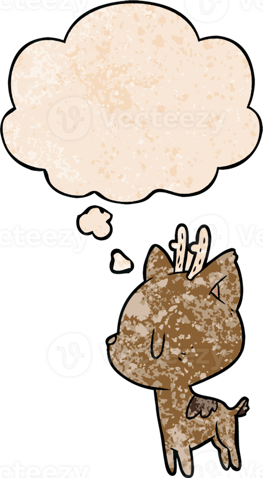 cartoon deer and thought bubble in grunge texture pattern style png