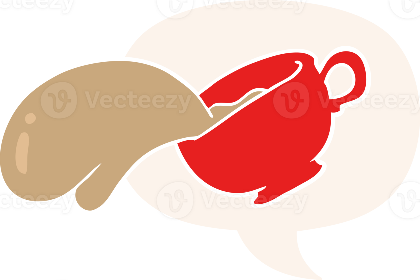 cartoon mug of coffee and speech bubble in retro style png