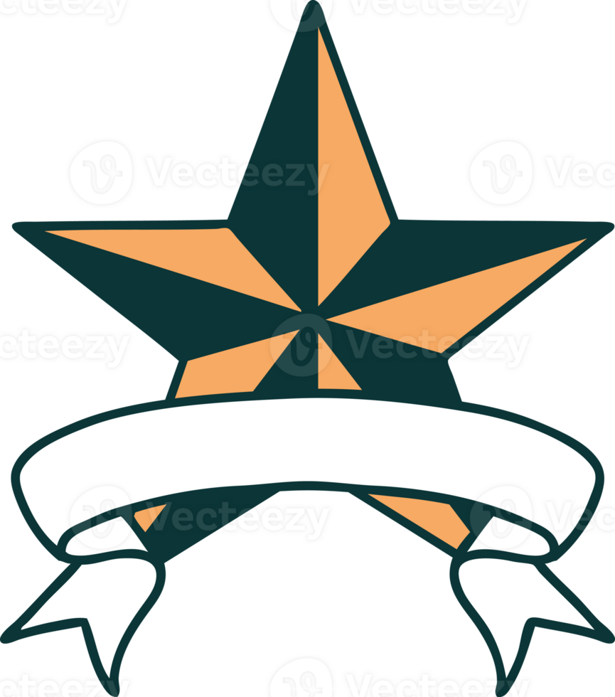 tattoo with banner of a star png