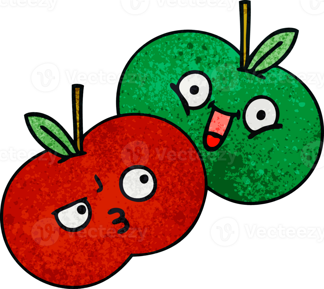 retro grunge texture cartoon juicy apple png