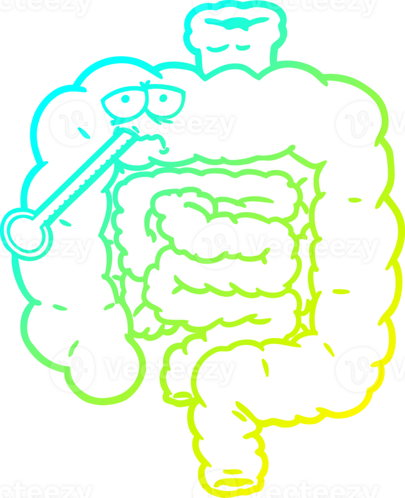 cold gradient line drawing cartoon unhealthy intestines png
