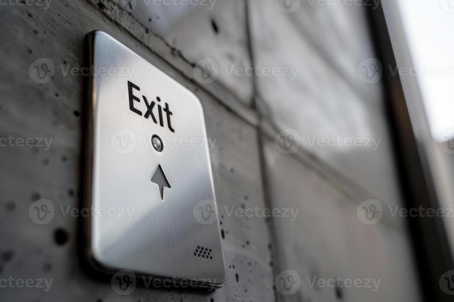 AI generated stainless metallic push button for exit .ai generative photo