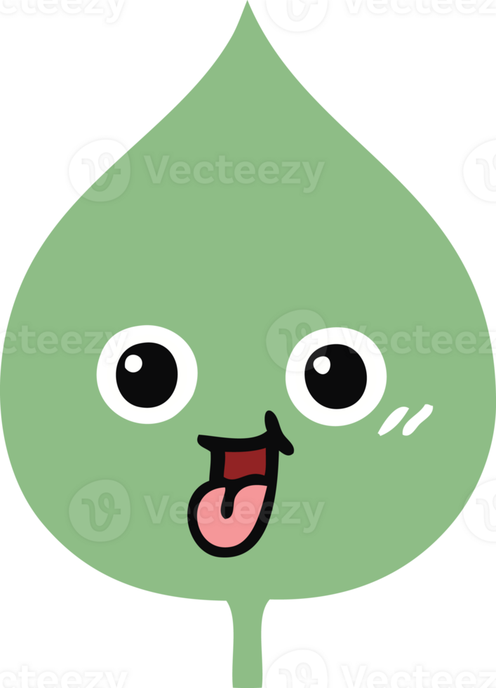 flat color retro cartoon expressional leaf png