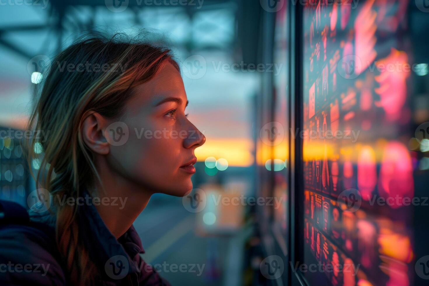 AI generated woman Eye scanning for payment with a biometric authentication , generative ai photo