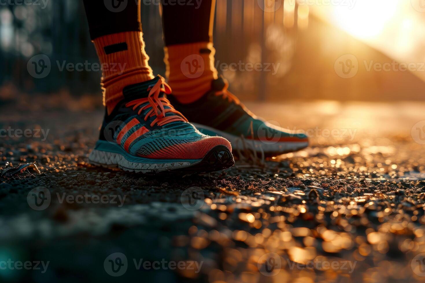 ai generado hombre pies vistiendo deporte Zapatos trotar en calle.ai generativo foto