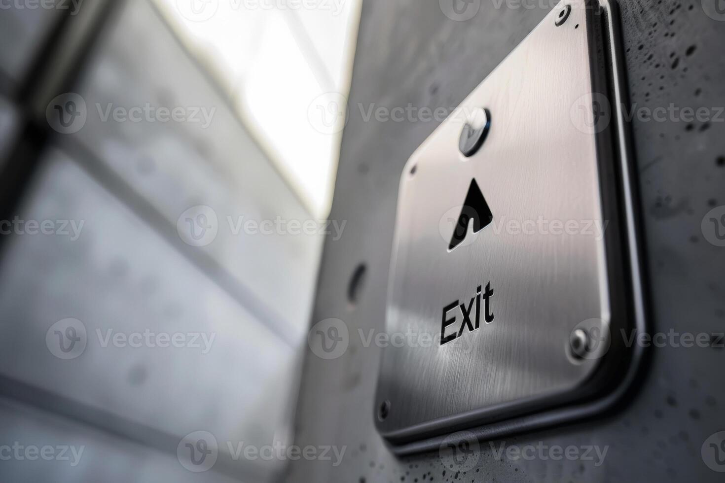 AI generated stainless metallic push button for exit .ai generative photo