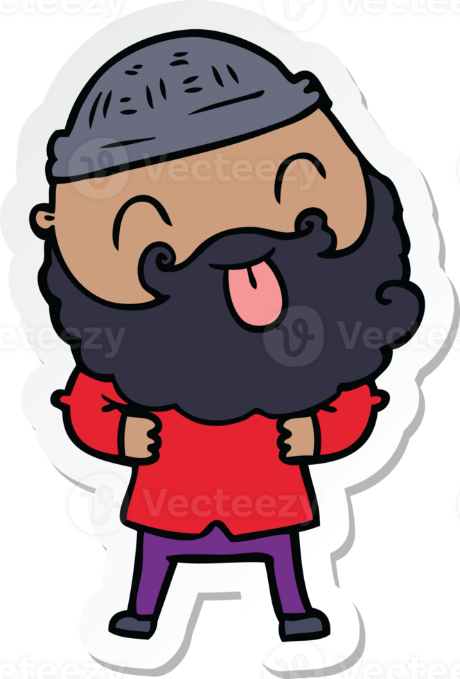 sticker of a man with beard sticking out tongue png