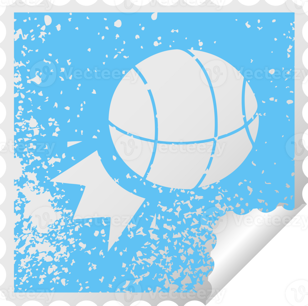 distressed square peeling sticker symbol basket ball png