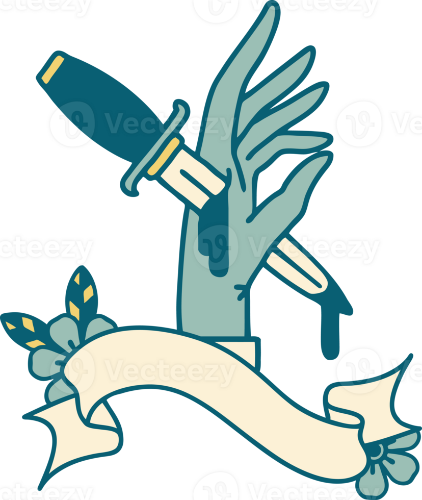 tattoo with banner of a dagger in the hand png
