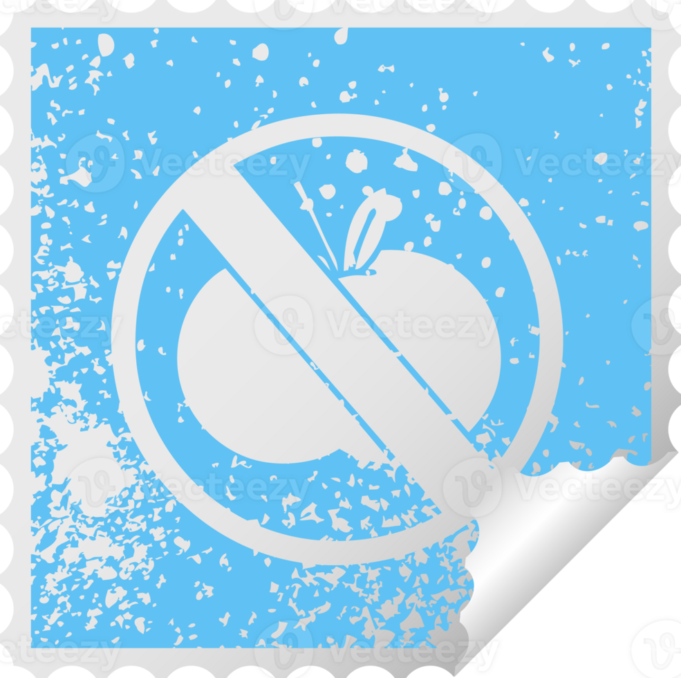 distressed square peeling sticker symbol no fruit allowed sign png