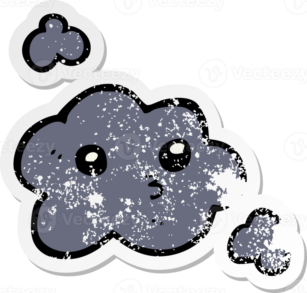 distressed sticker of a cute cartoon cloud png