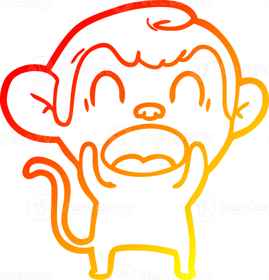 warm gradient line drawing shouting cartoon monkey png