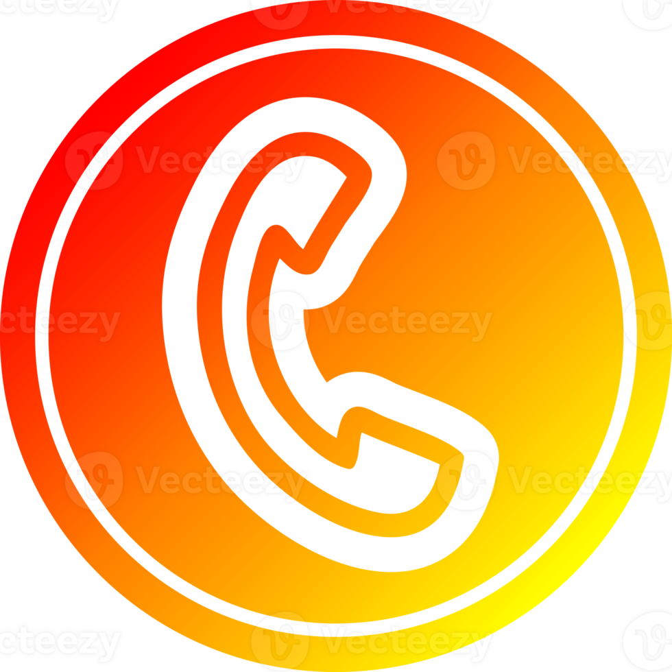 telephone handset circular in hot gradient spectrum png