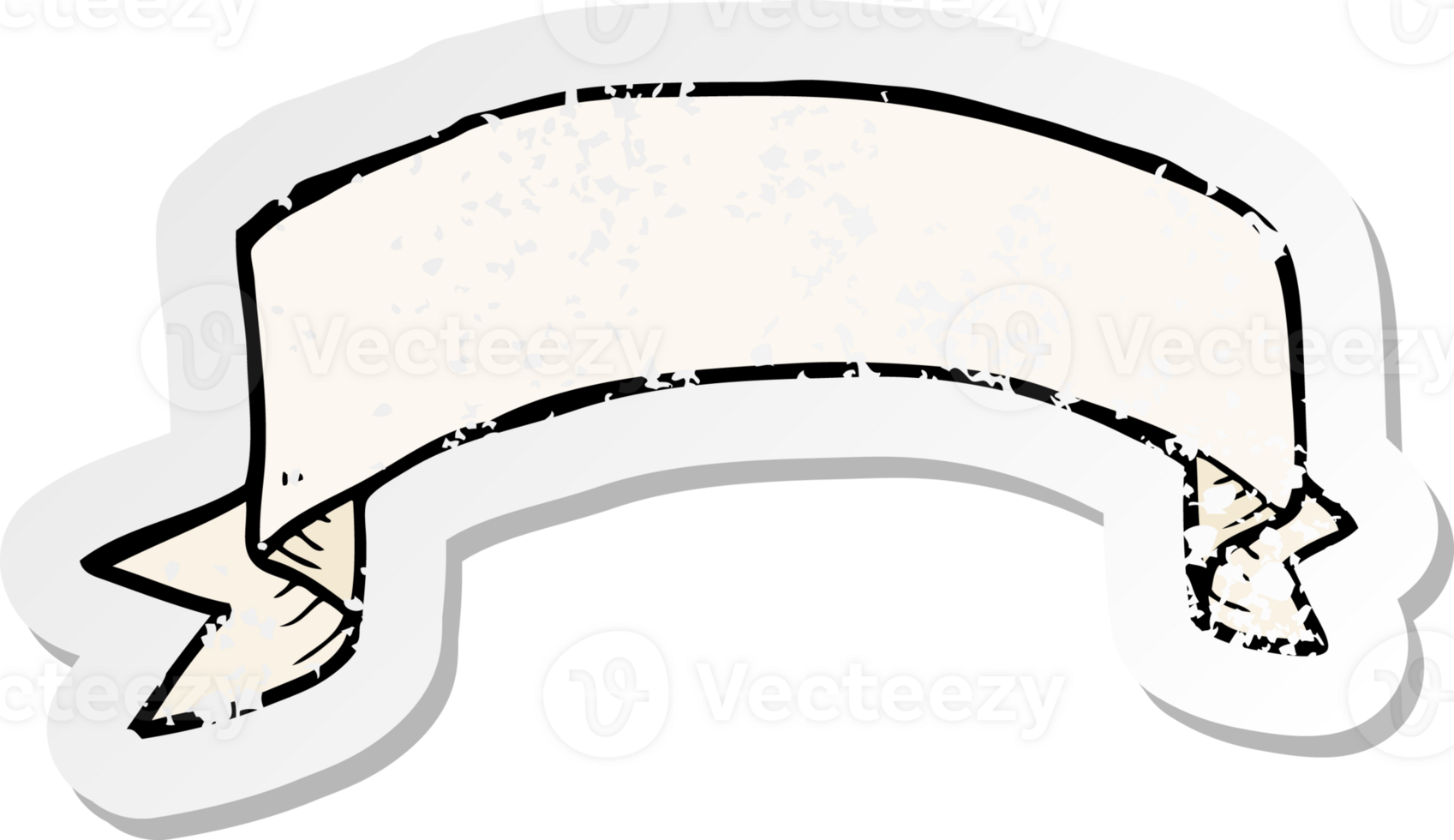 retro distressed sticker of a cartoon tattoo scroll banner png