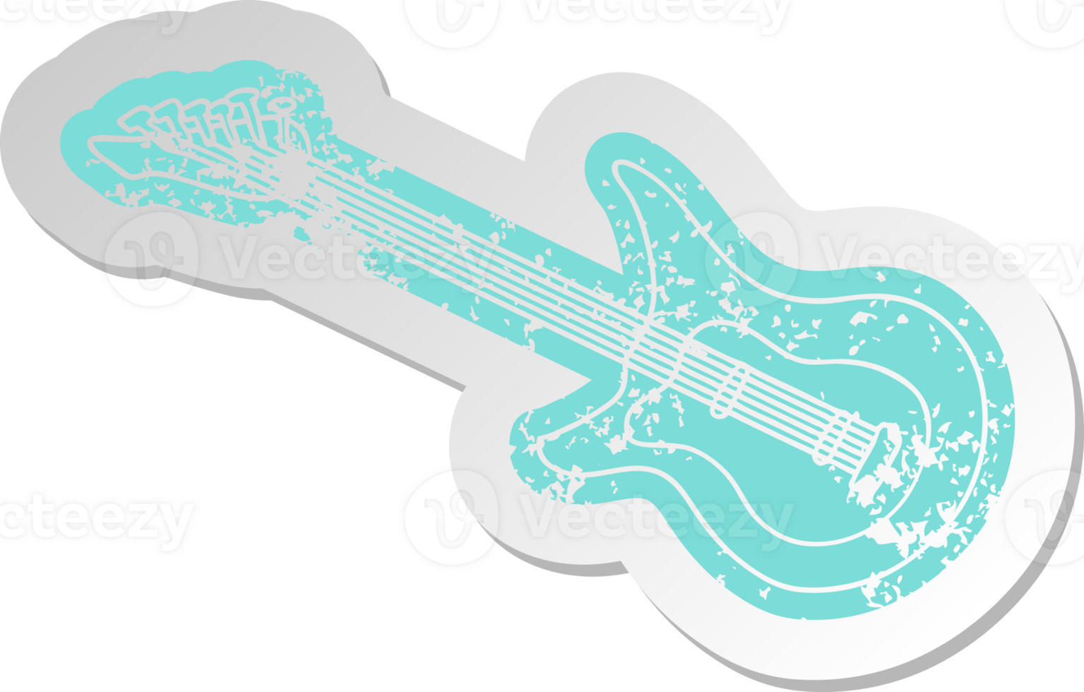 distressed old sticker of a guitar png