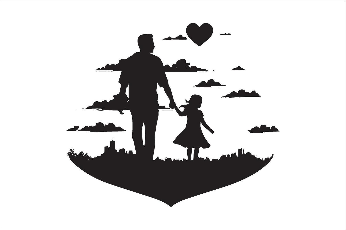 AI generated Happy Father Day Silhouette vector