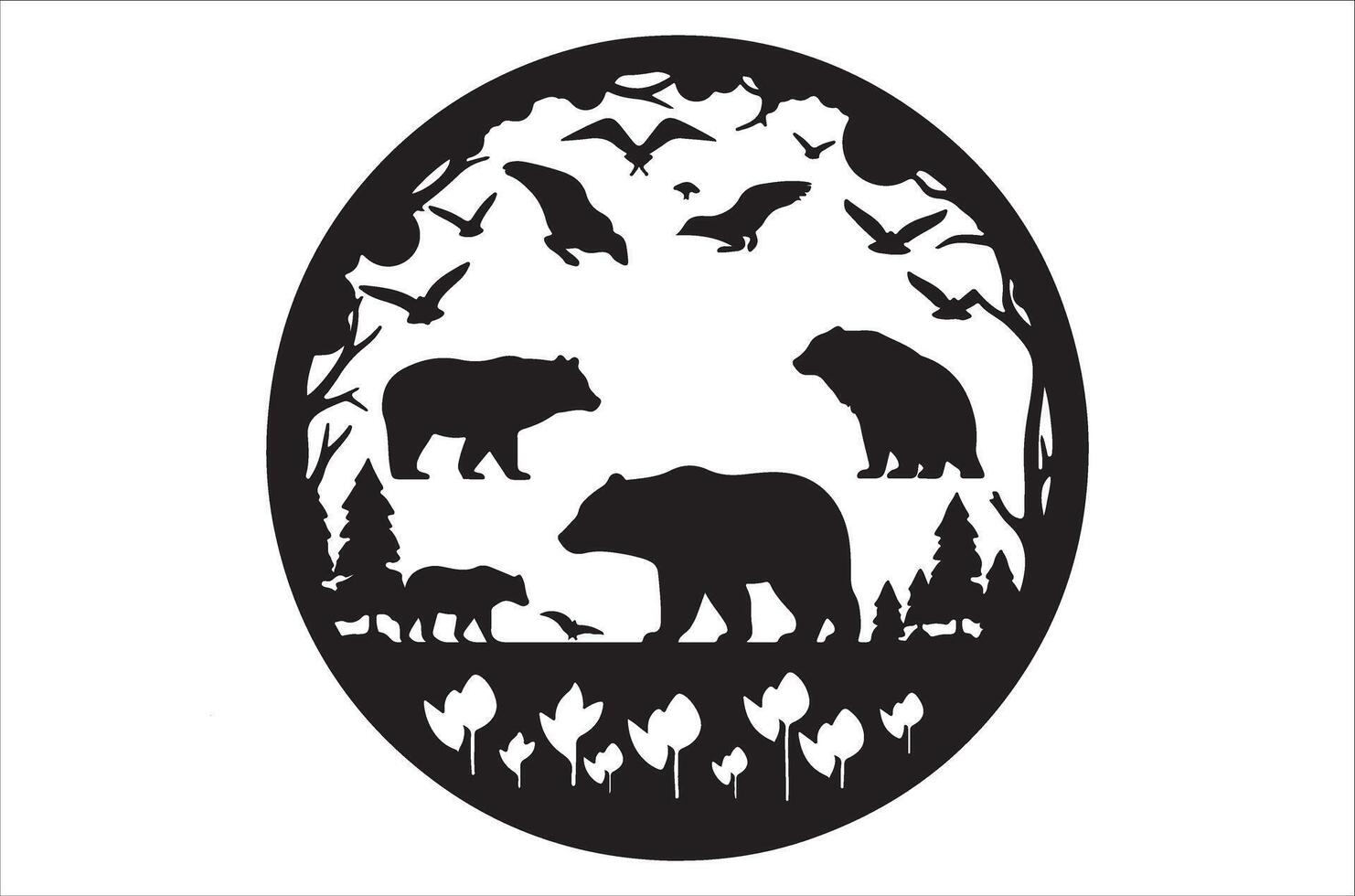 Earth Day Silhouette for creative design and print on Demand. vector