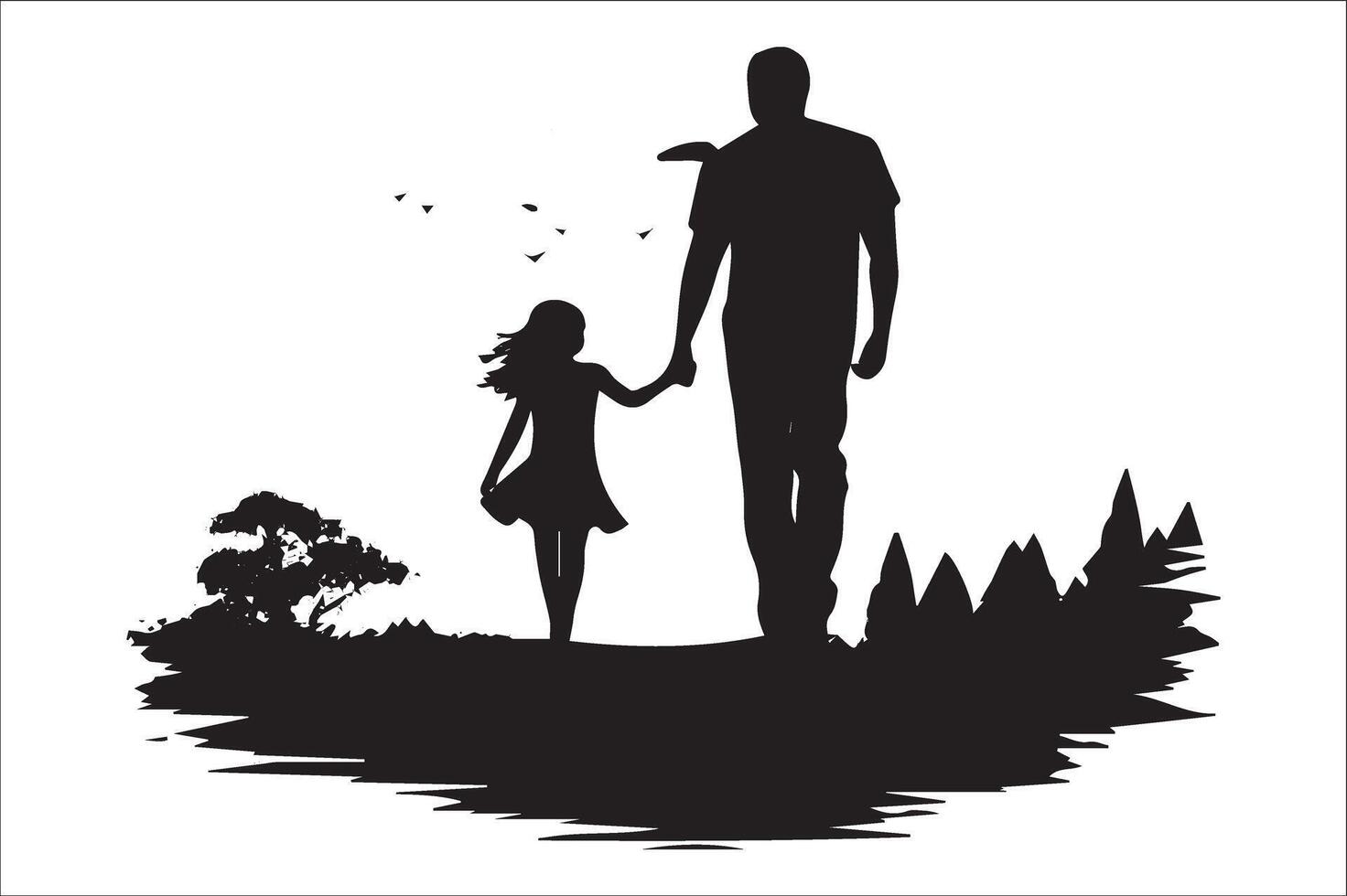 AI generated Happy Father Day Silhouette vector