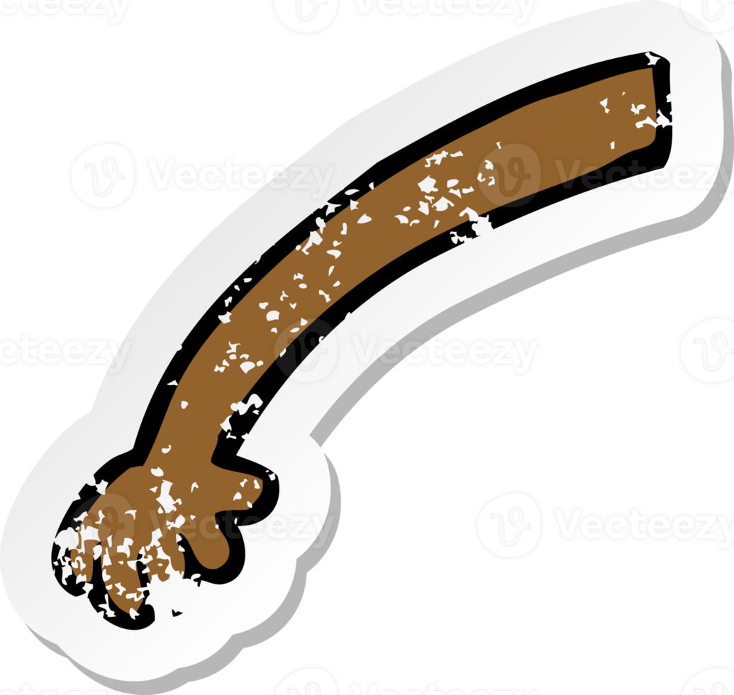 retro distressed sticker of a cartoon arm png