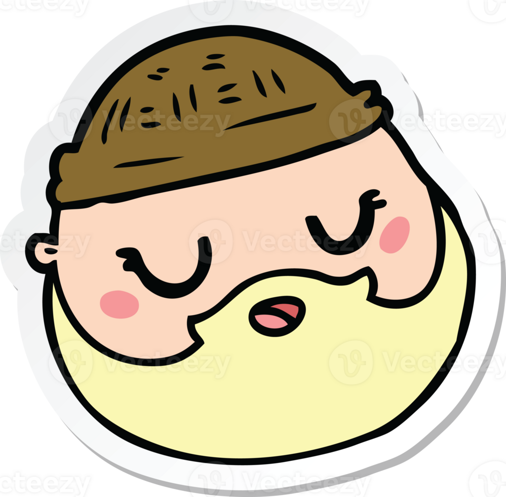 sticker of a cartoon male face with beard png