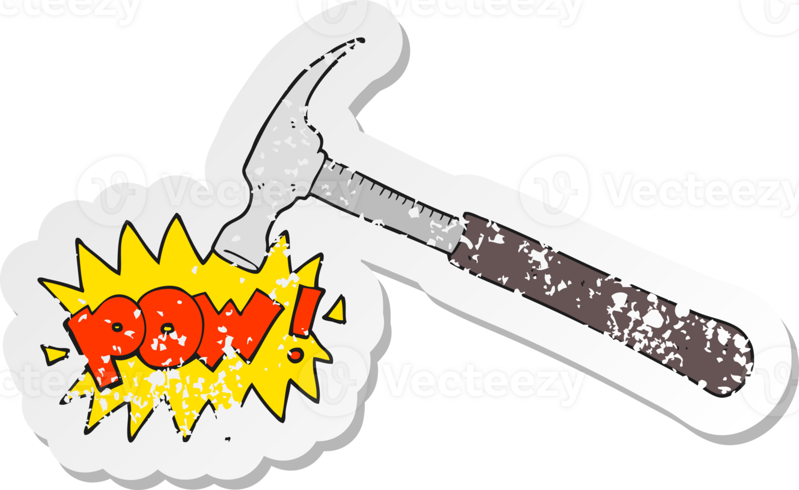 retro distressed sticker of a cartoon hammer png